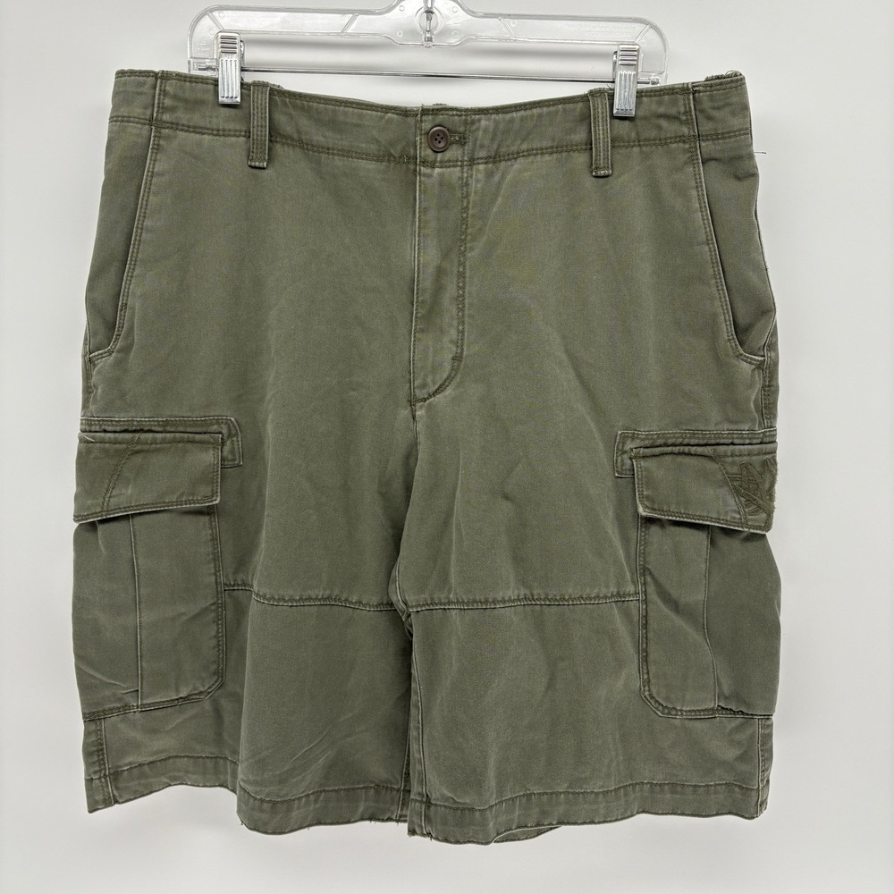Vintage Timberland Green Utility Cargo‎ Shorts Military Baggy Loose Y2K Men 36
